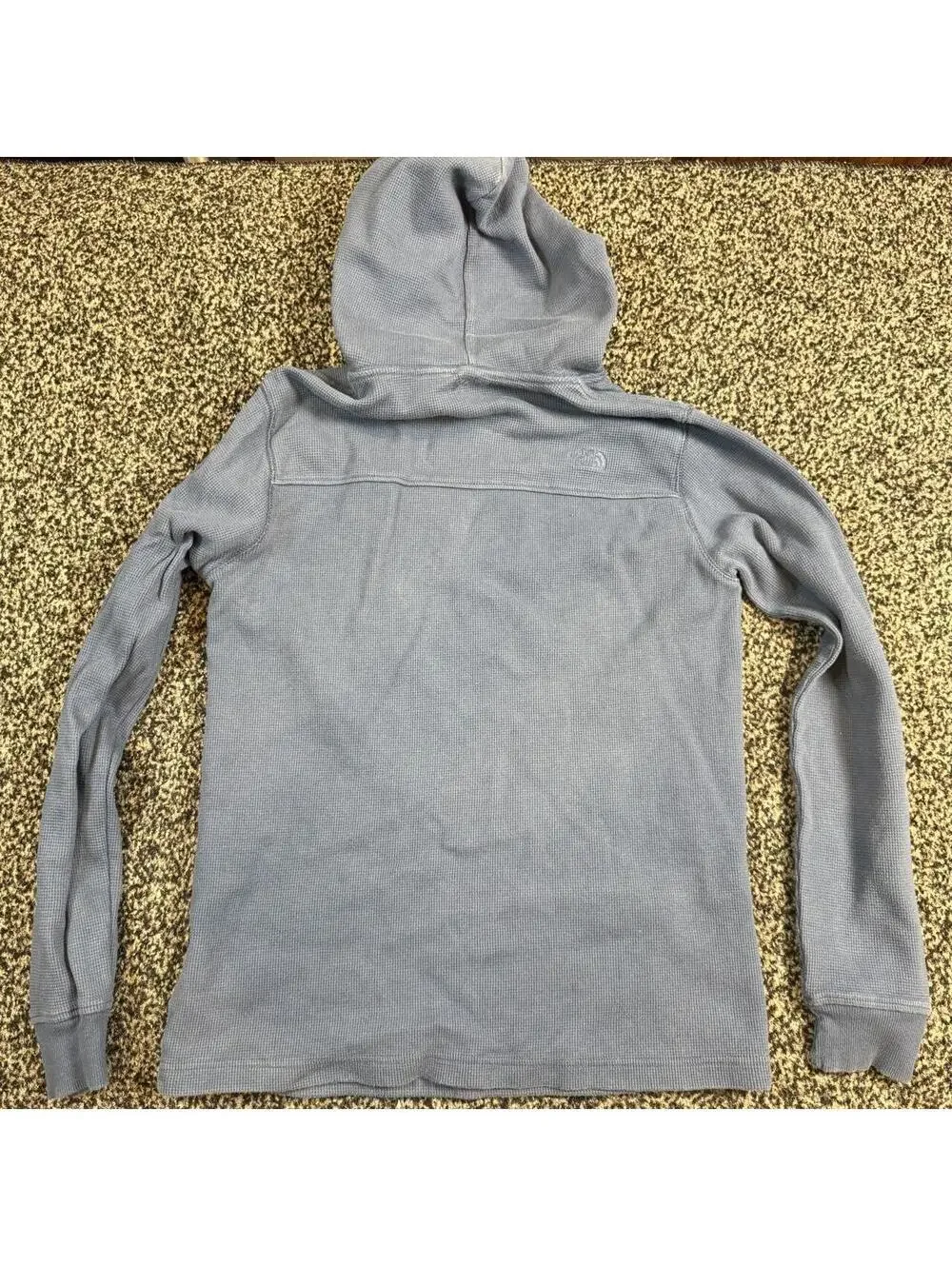 Gray waffle knit hoodie with a relaxed fit size small